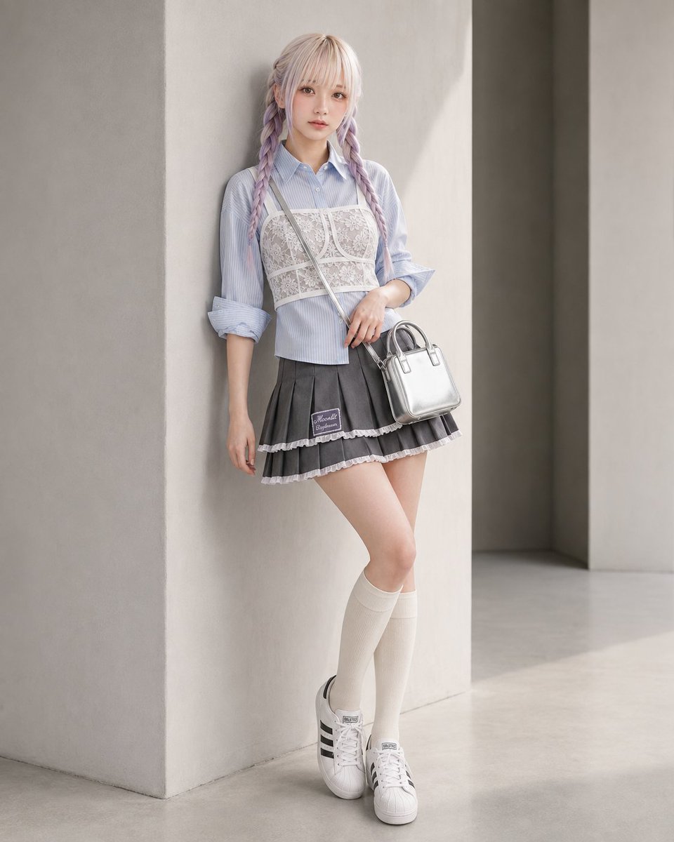 E-commerce Main Image - Blue Pinstripe Shirt Fashion Outfit - Image 2