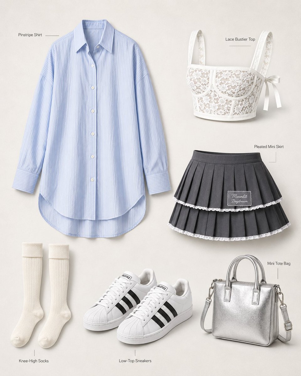 E-commerce Main Image - Blue Pinstripe Shirt Fashion Outfit - Image 3