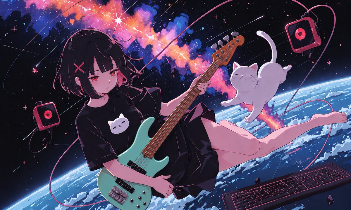 Anime Space Bass Guitar Cover Art