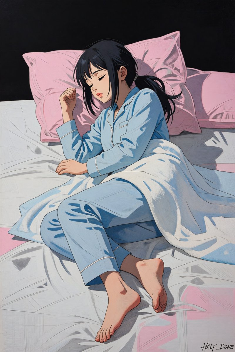 Sleeping Girl in Pitch-Black Room