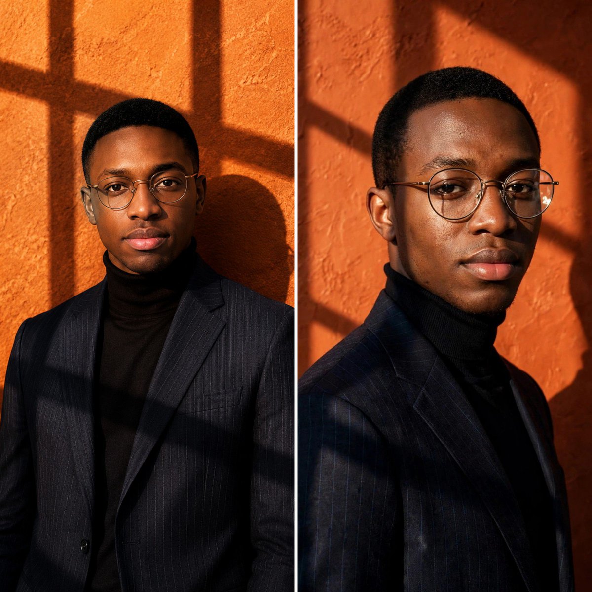 Burnt Orange Portrait Diptych