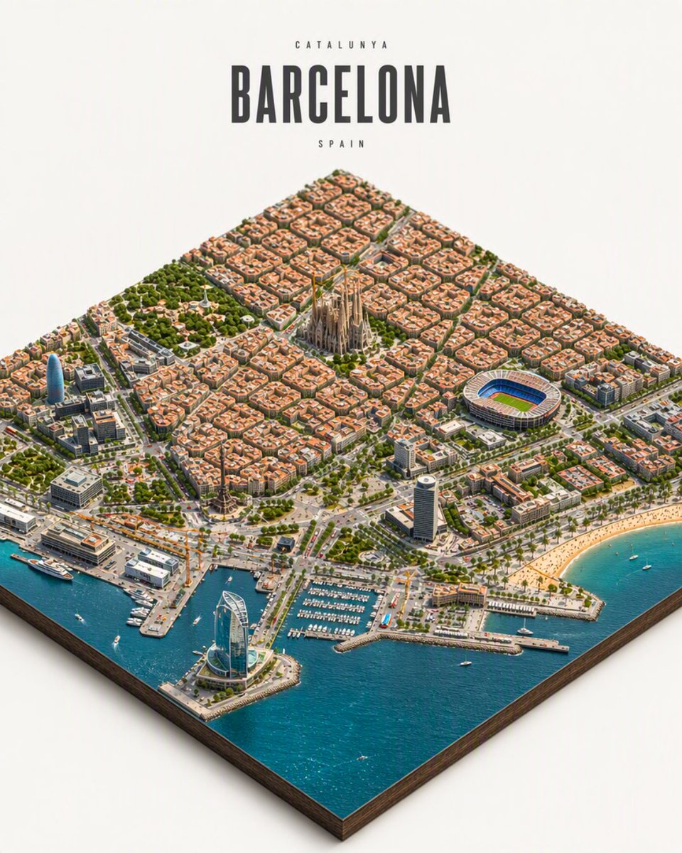 Isometric Barcelona City Diorama
