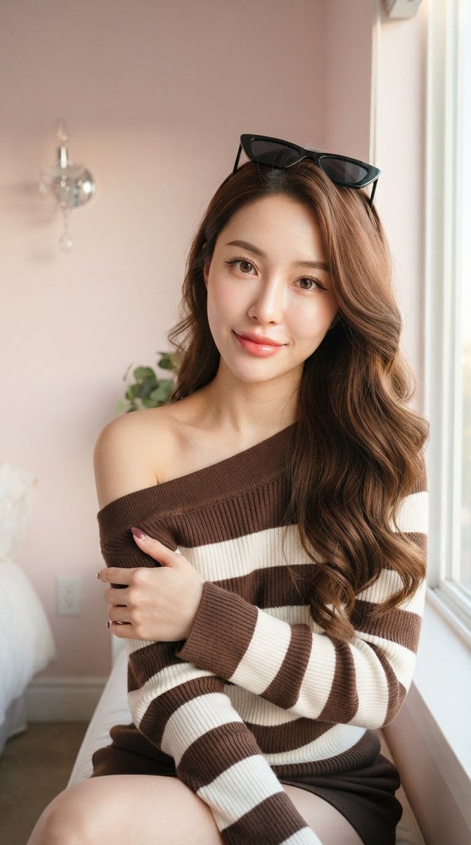 Profile / Avatar - Asian Woman in Striped Sweater - Image 1