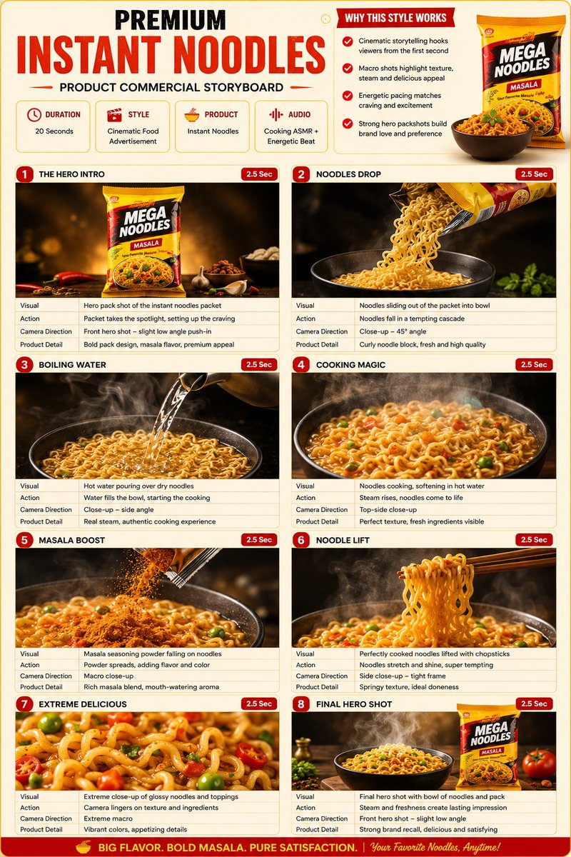 Comic / Storyboard - Premium Instant Noodles Ad Storyboard - Image 1