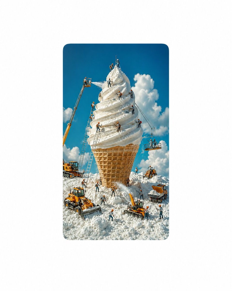 Giant Ice Cream Construction Scene