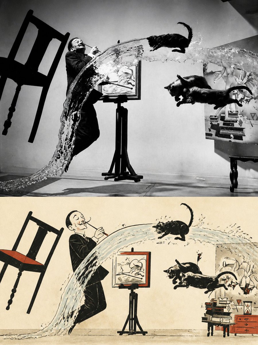 Surreal Photo to Watercolor Diptych
