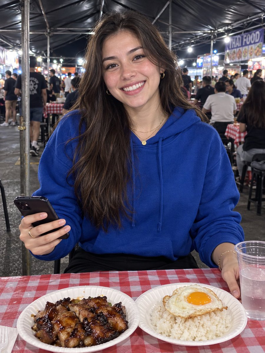 Candid Night Market Dinner Portrait