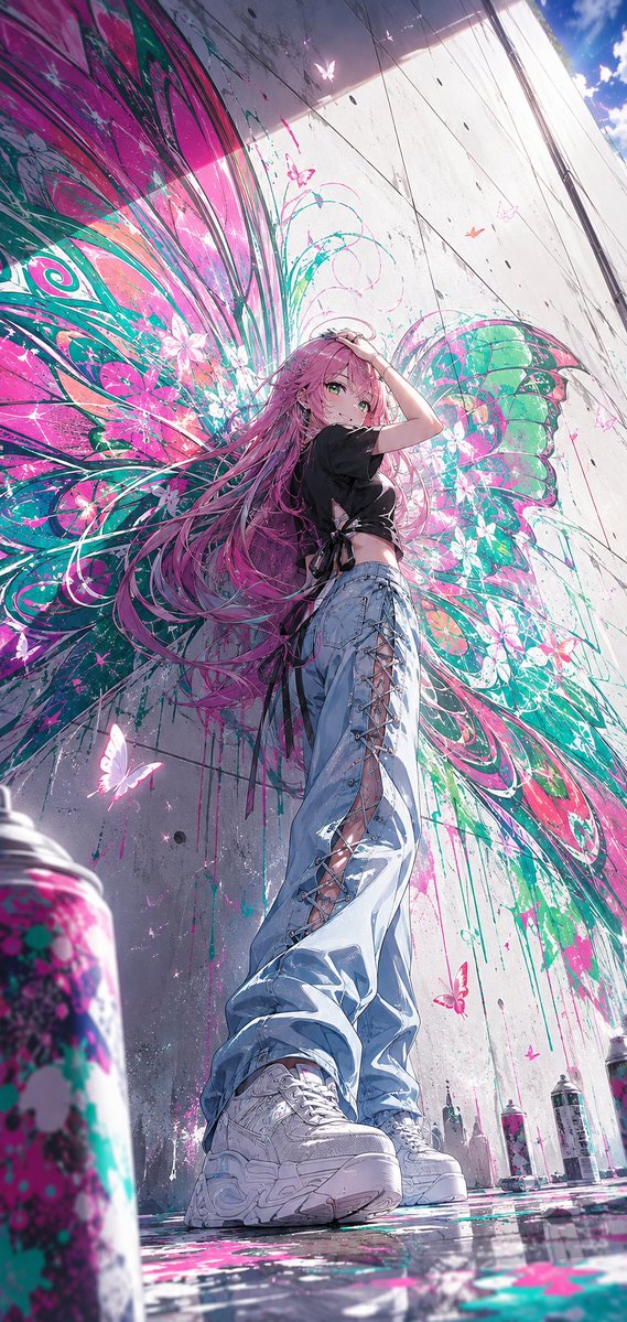 Anime Graffiti Butterfly Girl