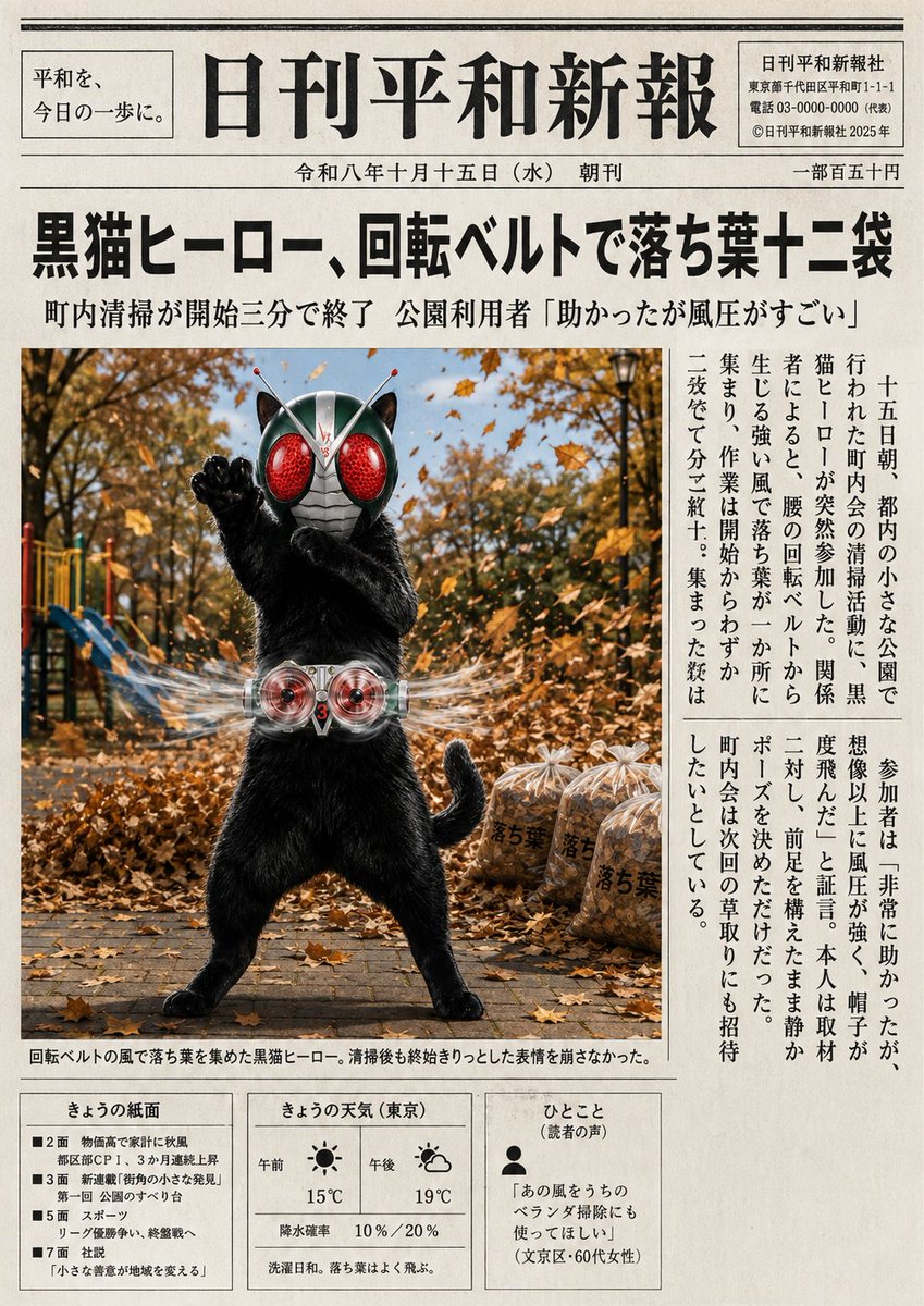Japanese Newspaper Cat Hero Front Page