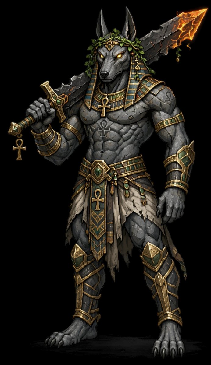 Anubis Dark Fantasy Pixel Warrior