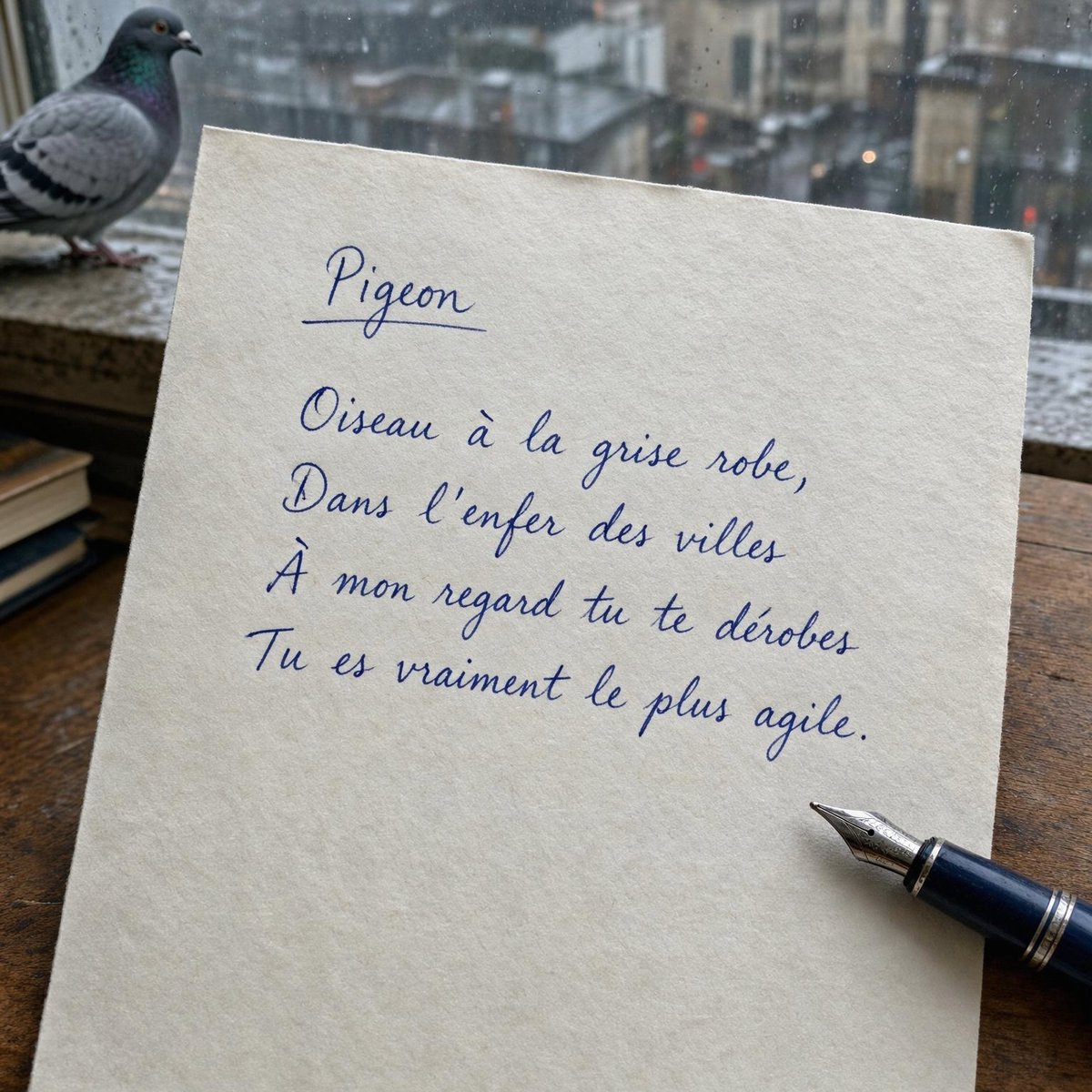 Rainy Window Pigeon Poem