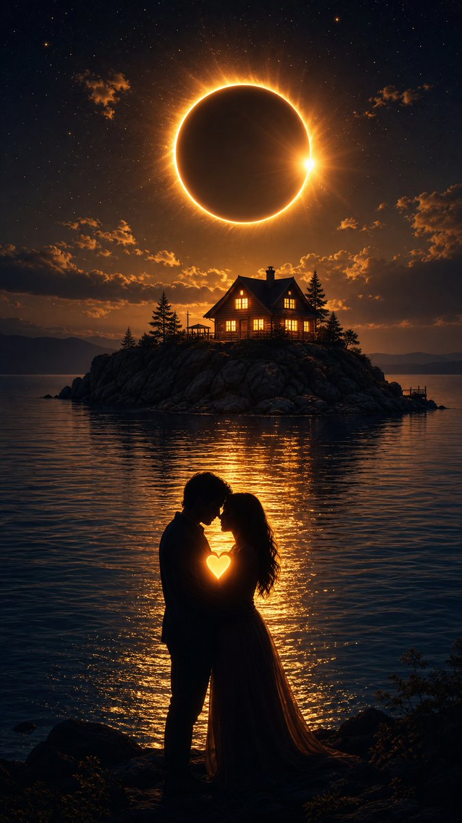 Social Media Post - Romantic Solar Eclipse Shoreline Silhouette - Image 2