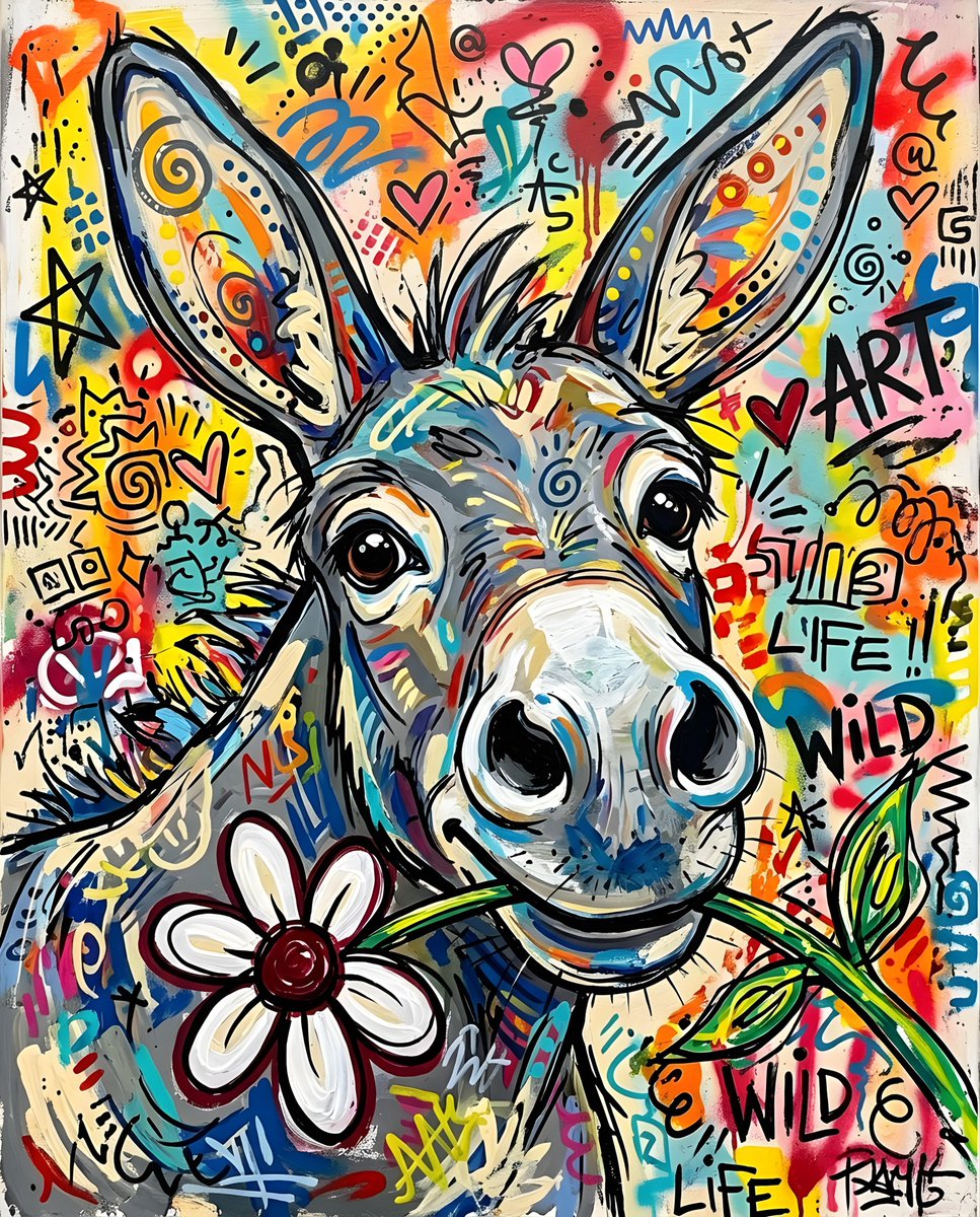 Social Media Post - Whimsical Donkey Face Painting - Image 1