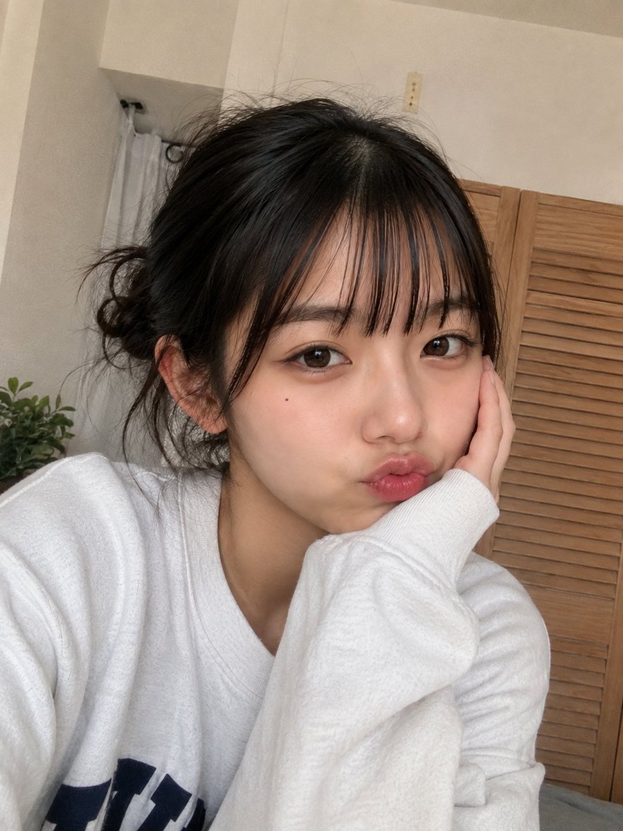 Japanese Woman Candid Bedroom Selfie