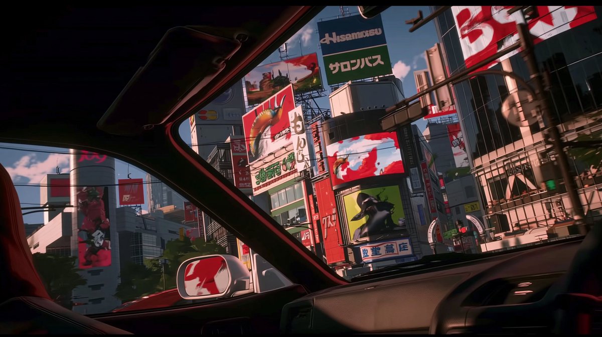 Anime Car View of Tokyo Billboards