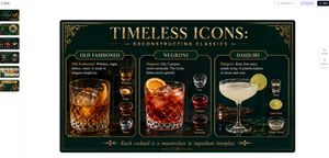 Vintage Classic Cocktail Infographic — Goal: Create a single widescreen educational presentation slide infographic about {argument name="headline text" default=