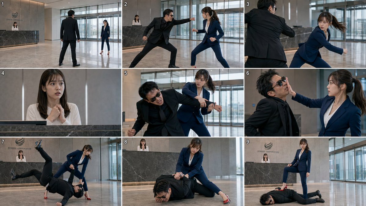 Corporate Lobby Fight Storyboard