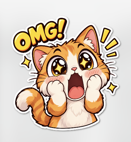 Excited Kawaii Kitten OMG Sticker