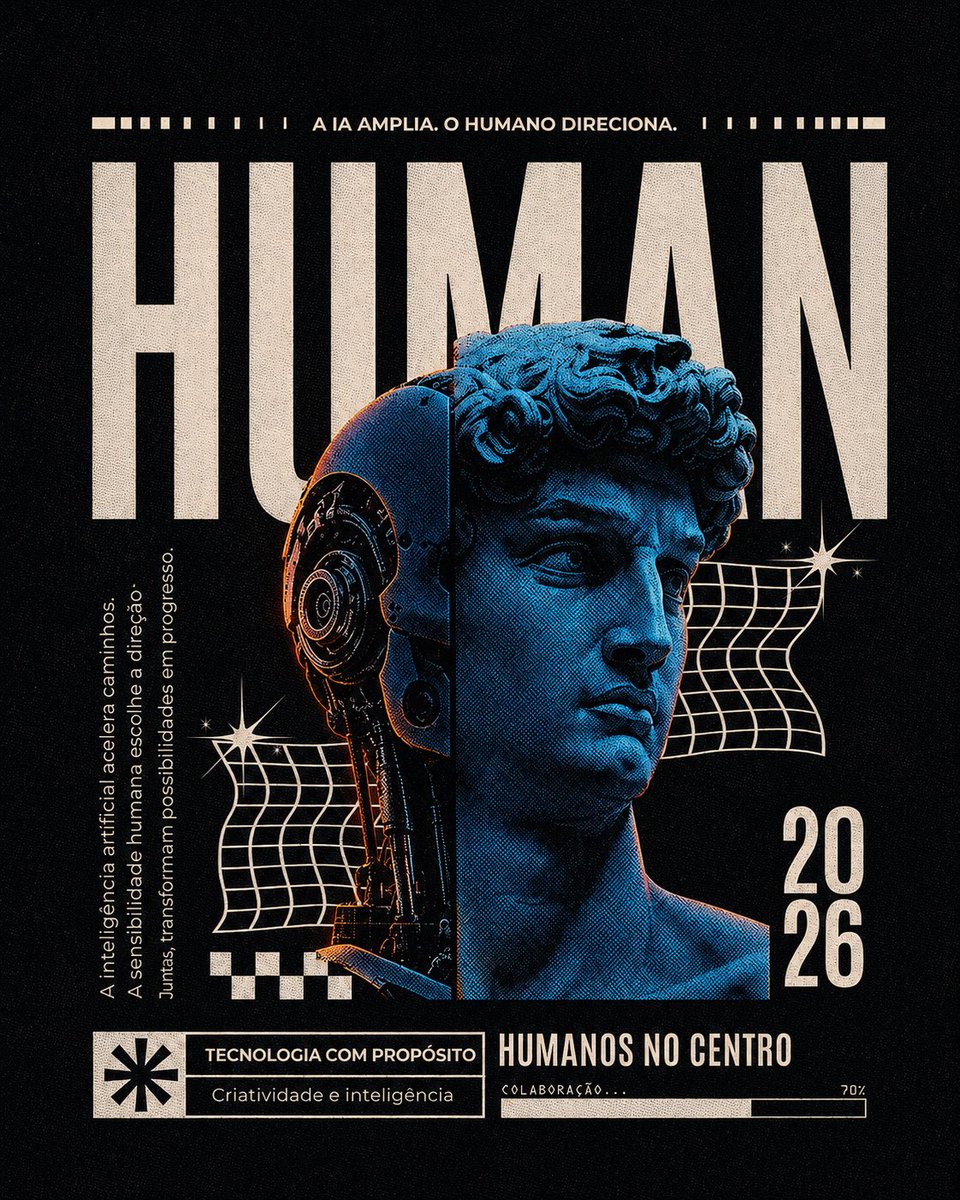 Retro-Futurist Human Cyborg Poster