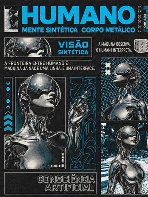Retro-Futurist Chrome Humanoid Poster — Goal: Create a premium vertical 3:4 modular retro-futurist editorial collage poster about {argument name="concept" defau