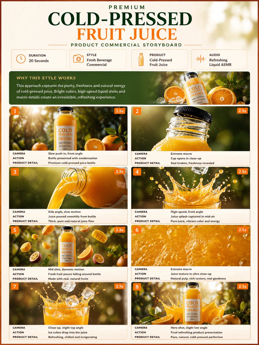 Fruit Juice Commercial Storyboard