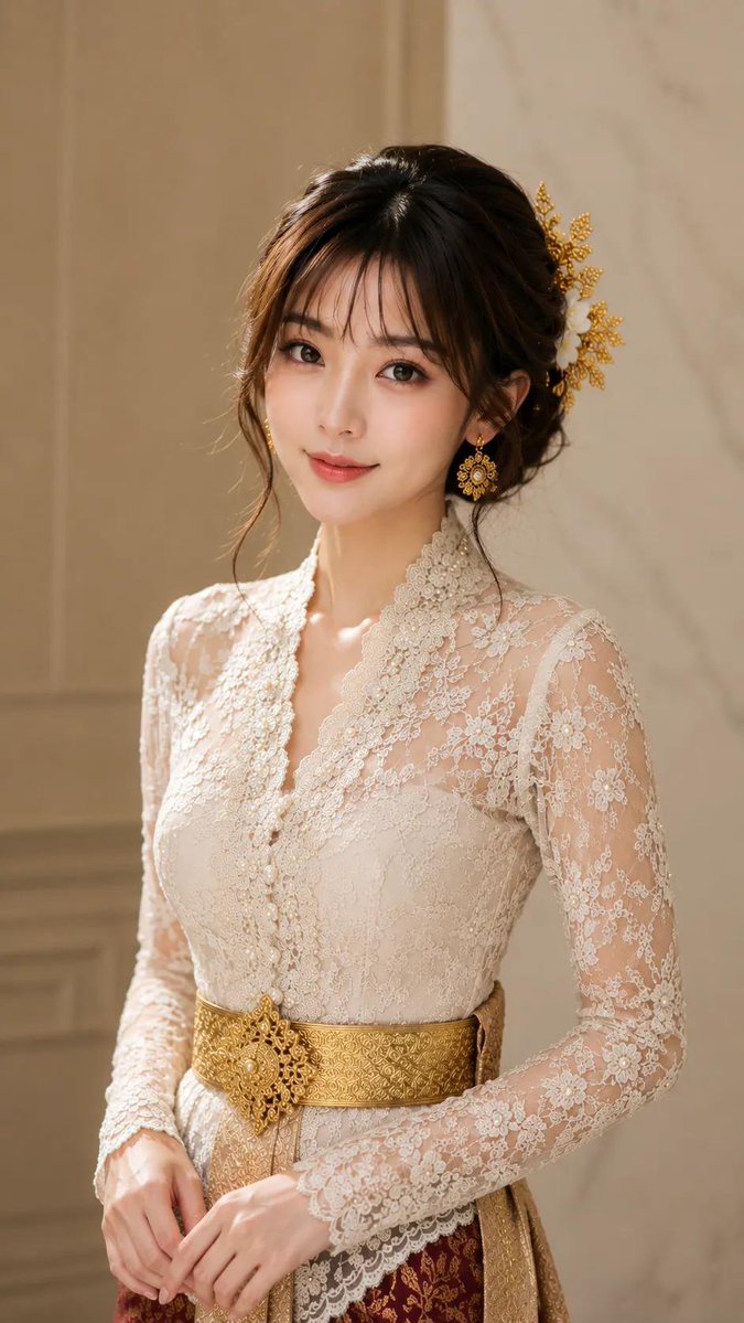 Traditional East Asian Lace Blouse Portrait