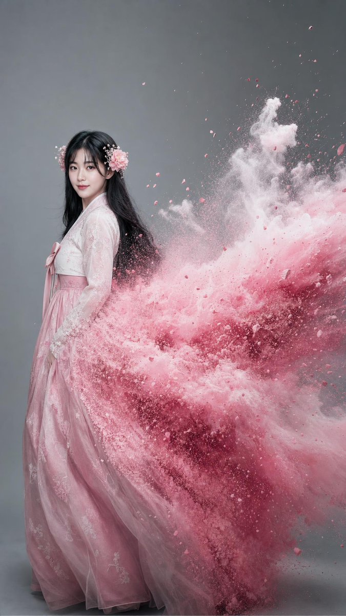 Korean Hanbok Pigment Explosion Portrait