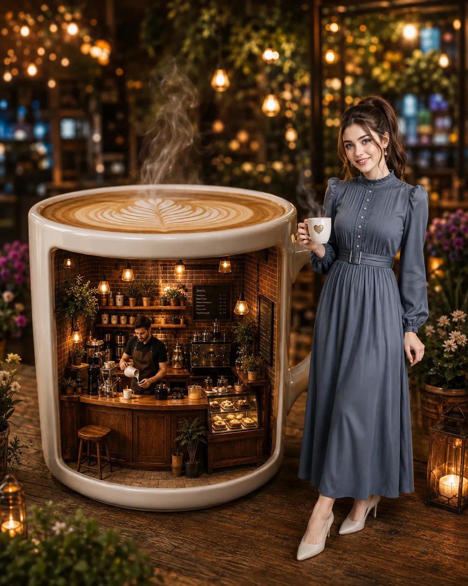 Giant Coffee Mug Cafe Diorama