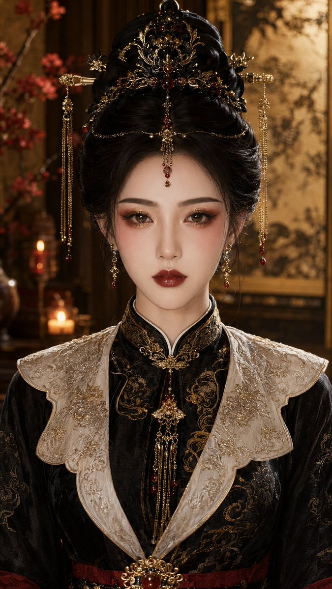 Ancient Chinese 'Ink Gold' Makeup Portrait