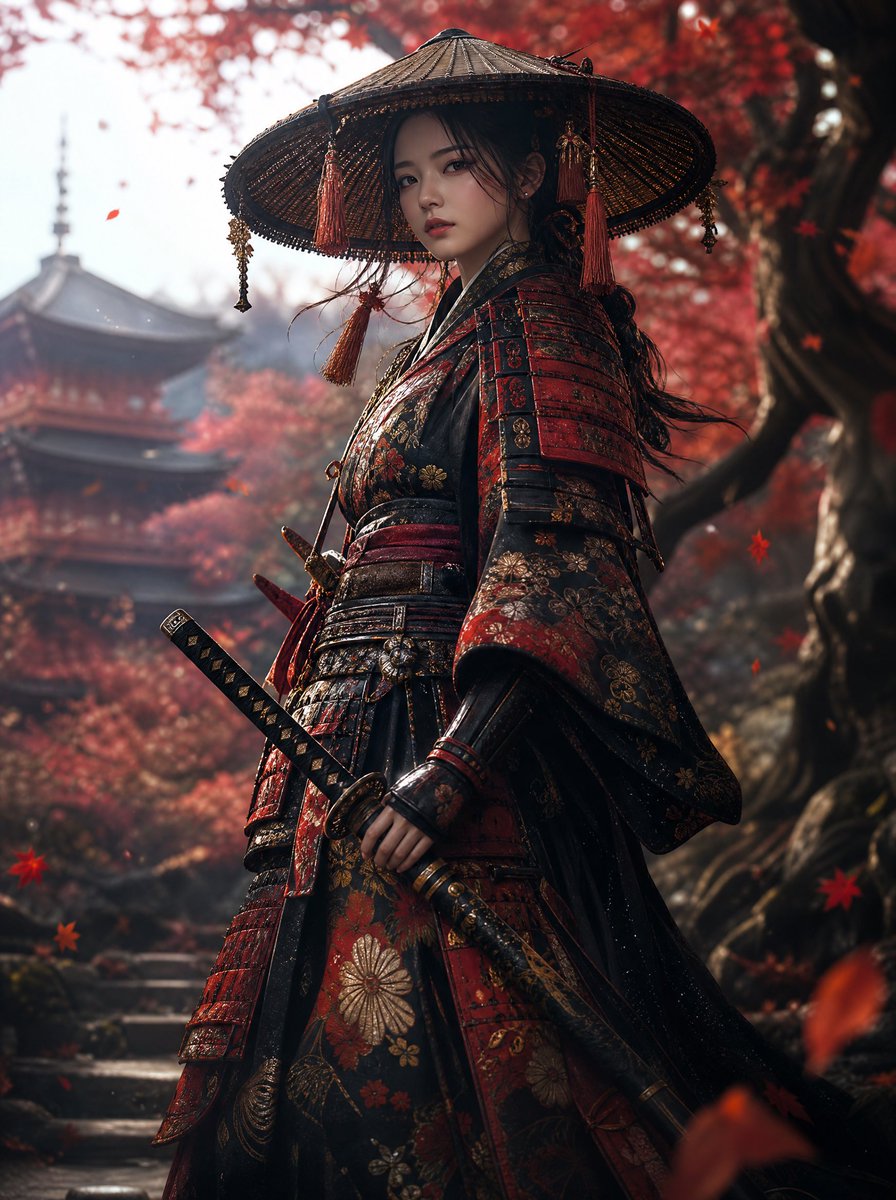 Autumn Female Samurai Portrait