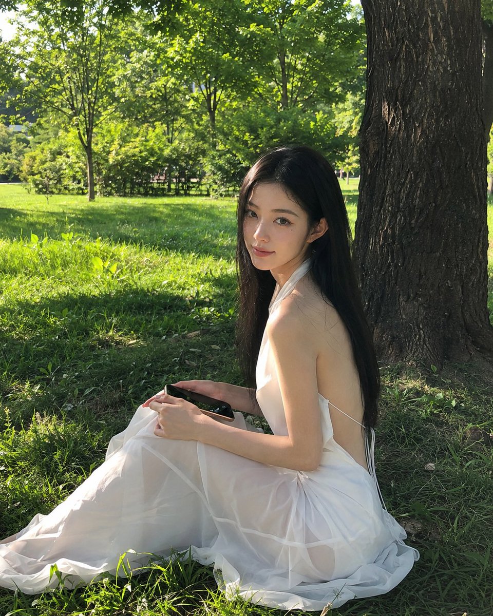 Sunny Park Portrait in White Dress
