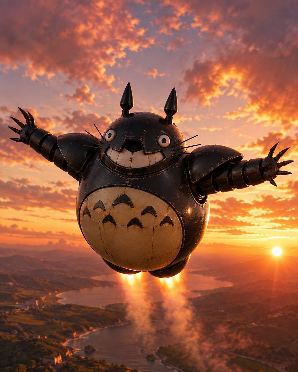 Flying Totorobot at Sunset