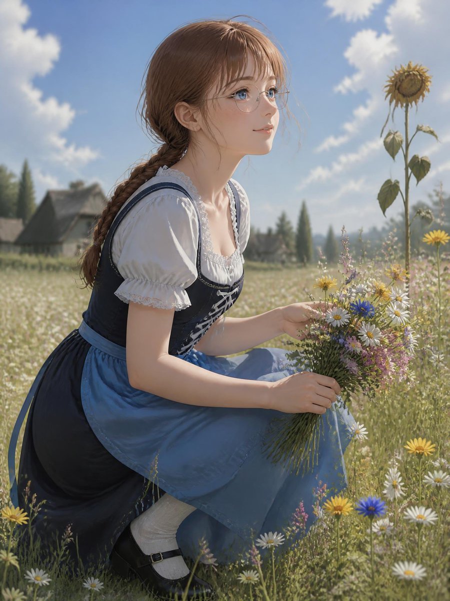 Anime Girl in Wildflower Meadow