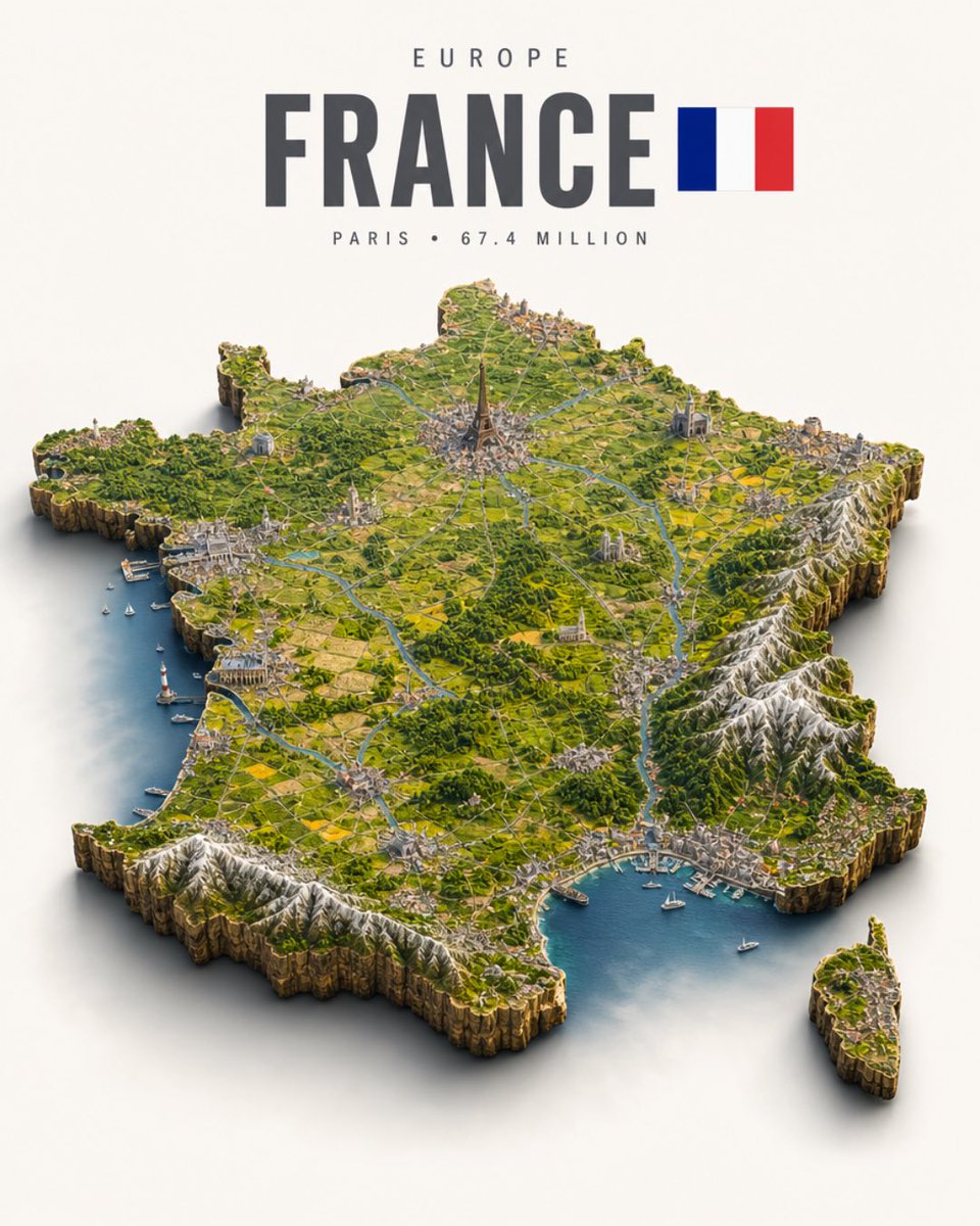 Isometric France Diorama Poster