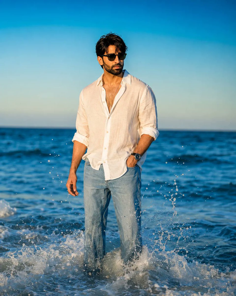 Cinematic Ocean Wave Fashion Portrait