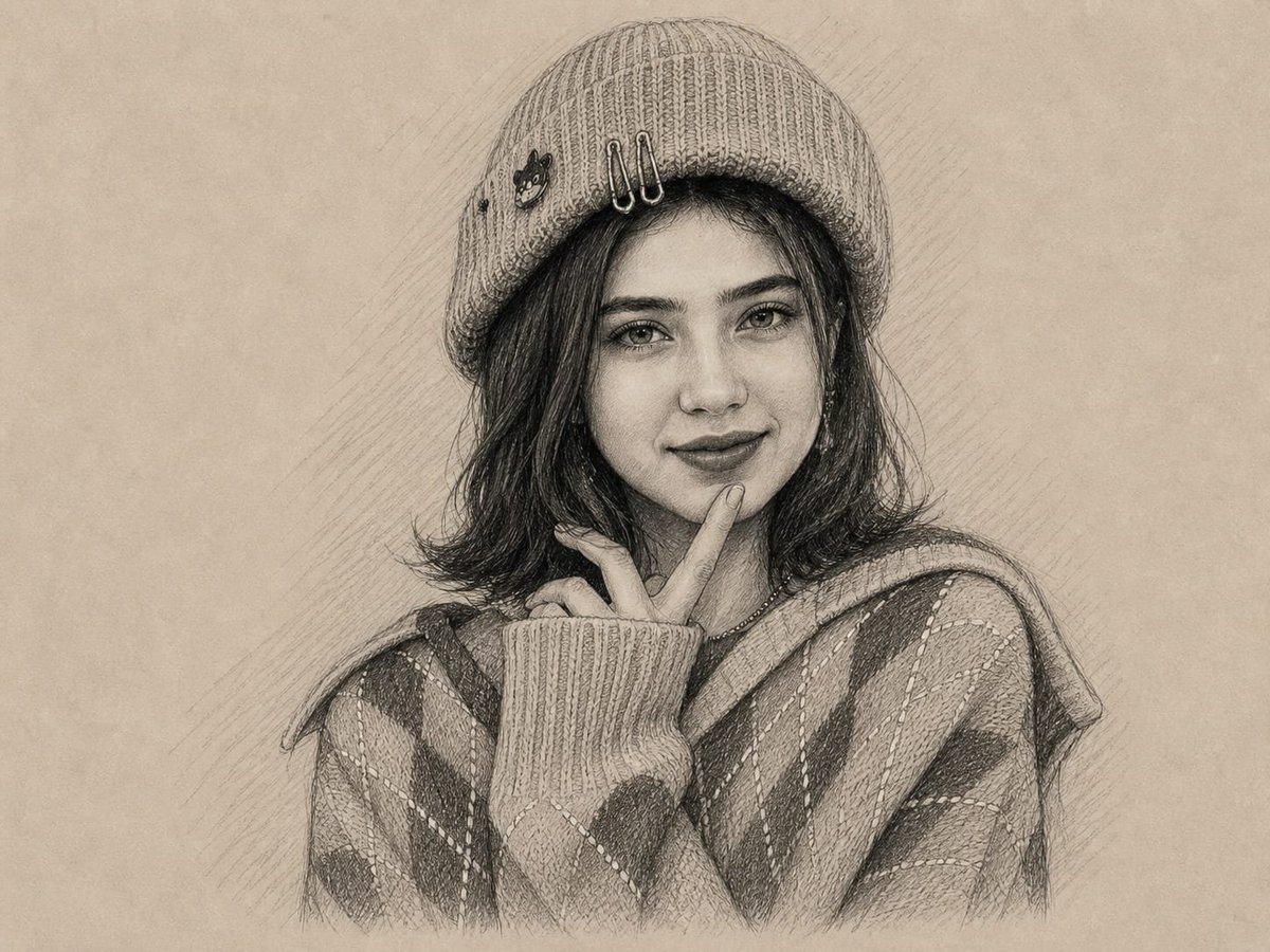 Graphite and Charcoal Portrait Sketch