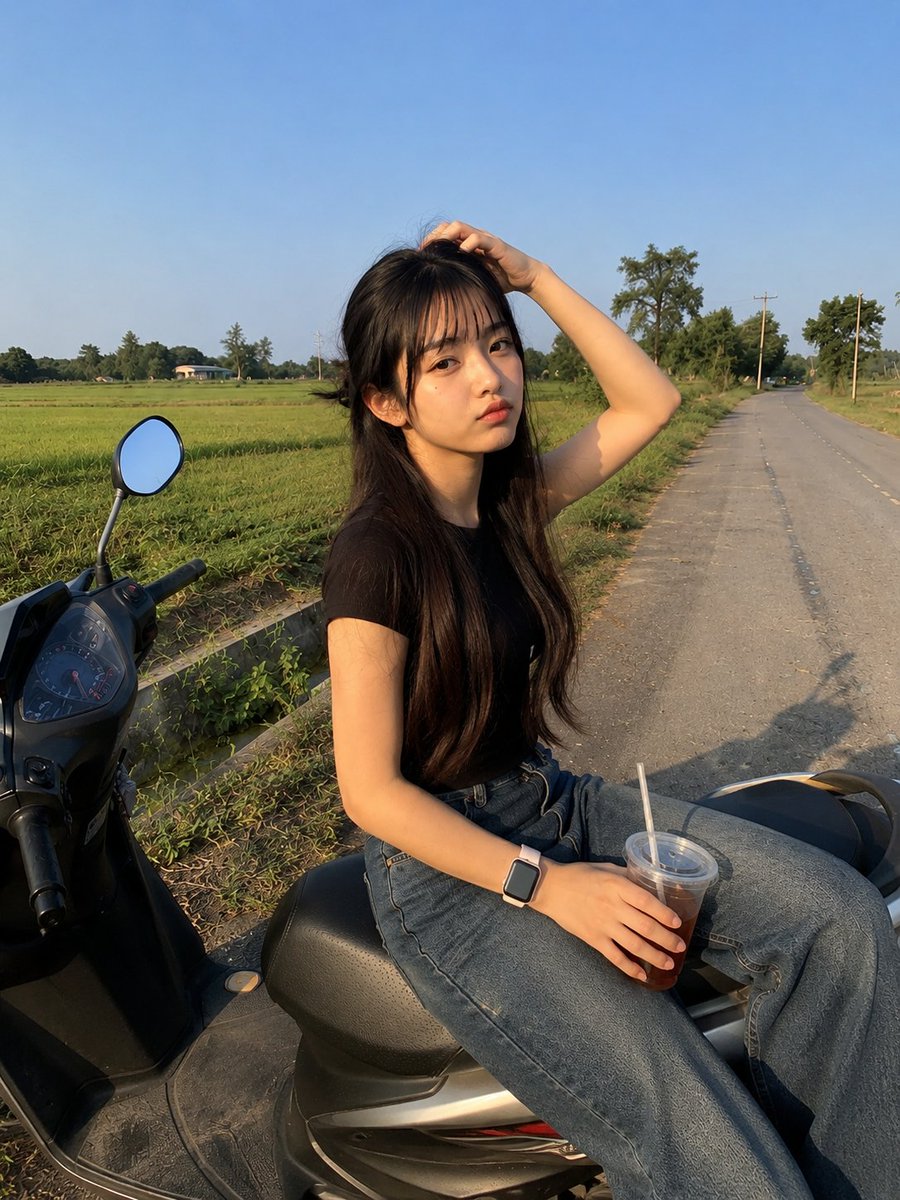 Candid Smartphone Countryside Scooter Photo