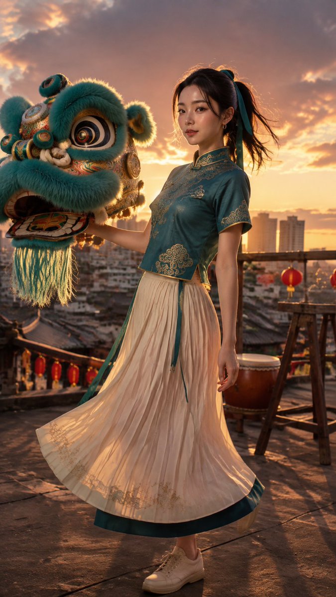 Lion Dance Roof Portrait