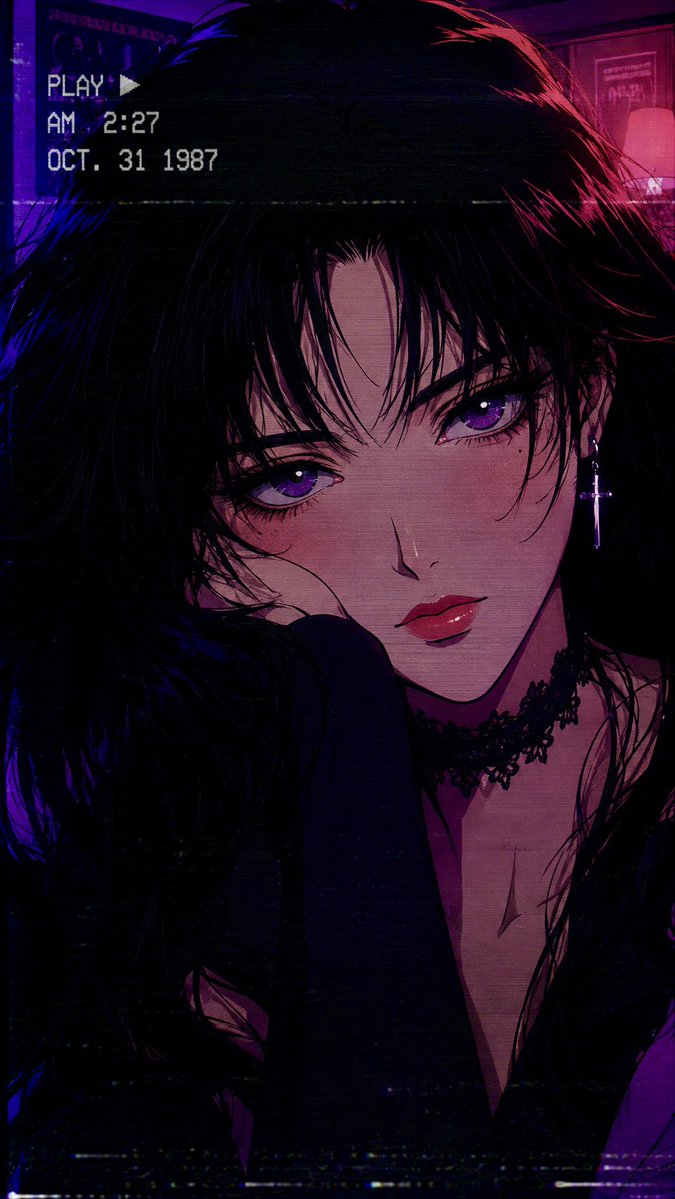 80s Retro Anime Goth Portrait