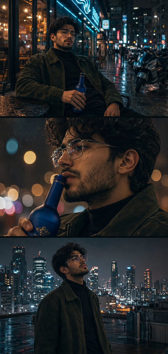 Cinematic Urban Triptych Portrait