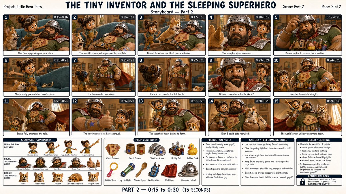 Storyboard Image Sheet for Animated Films