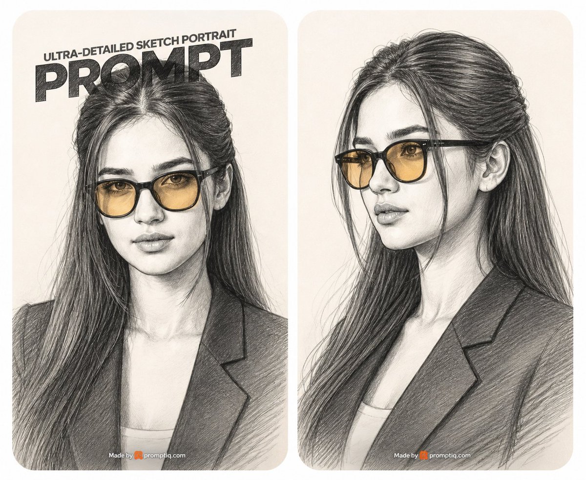 Two-Panel Graphite Portrait Poster