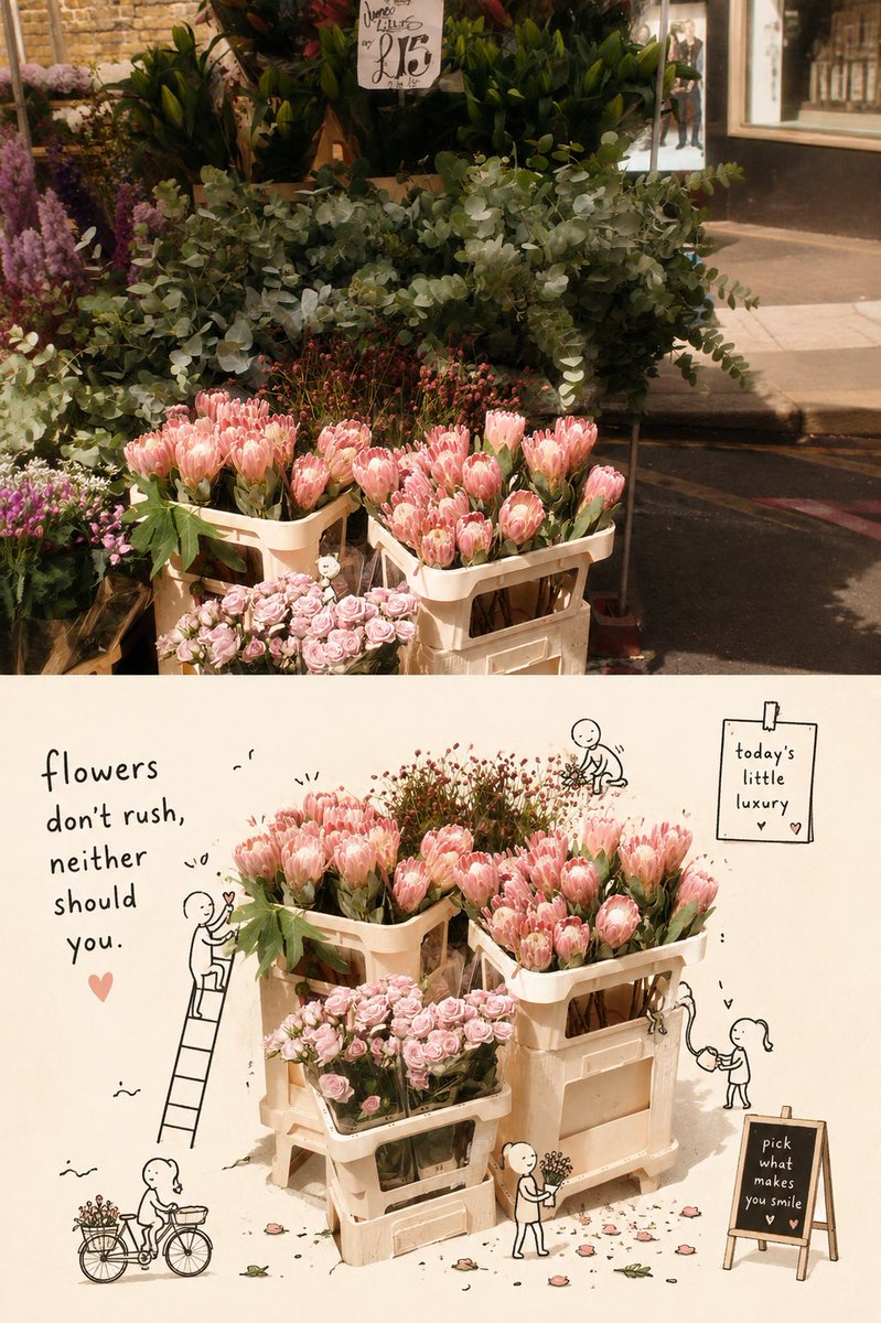 Whimsical Street Flower Stand Poster