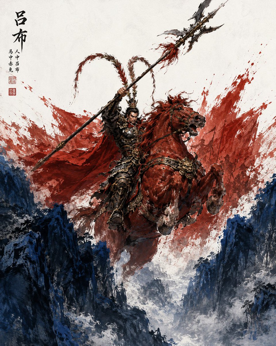 Lu Bu Ink Wash Warrior