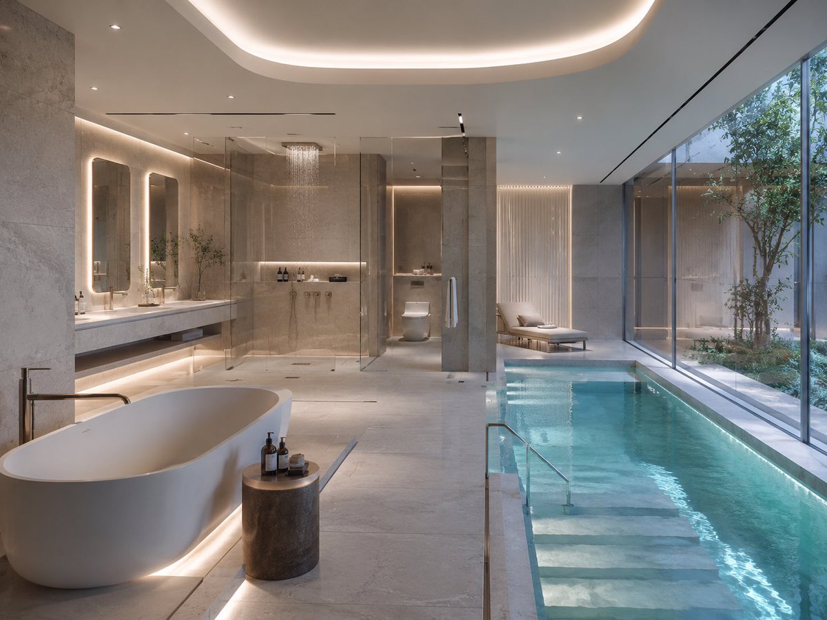 Luxury Spa Bathroom with Indoor Pool