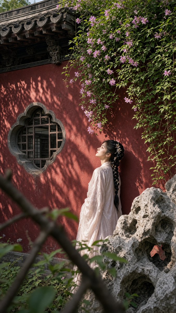 Hanfu Woman in Classical Garden