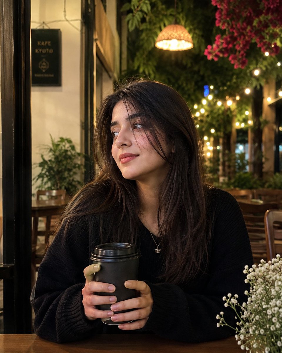 Cinematic Night Café Portrait