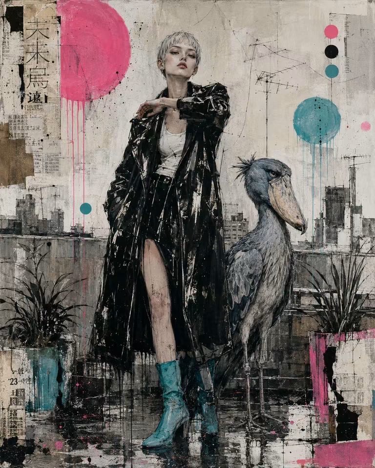 Contemporary Mixed-Media Urban Painting