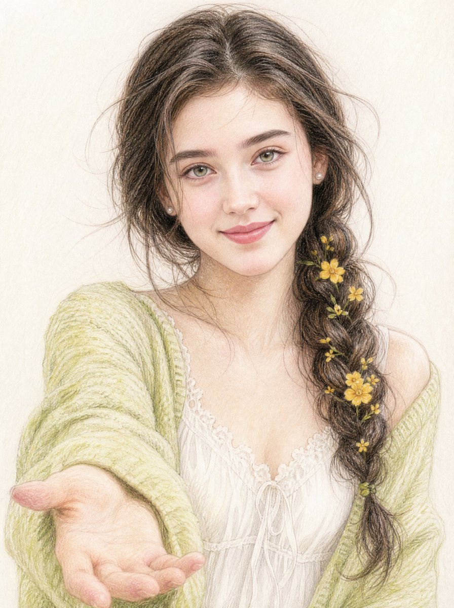 Hand-Drawn Cardigan Portrait