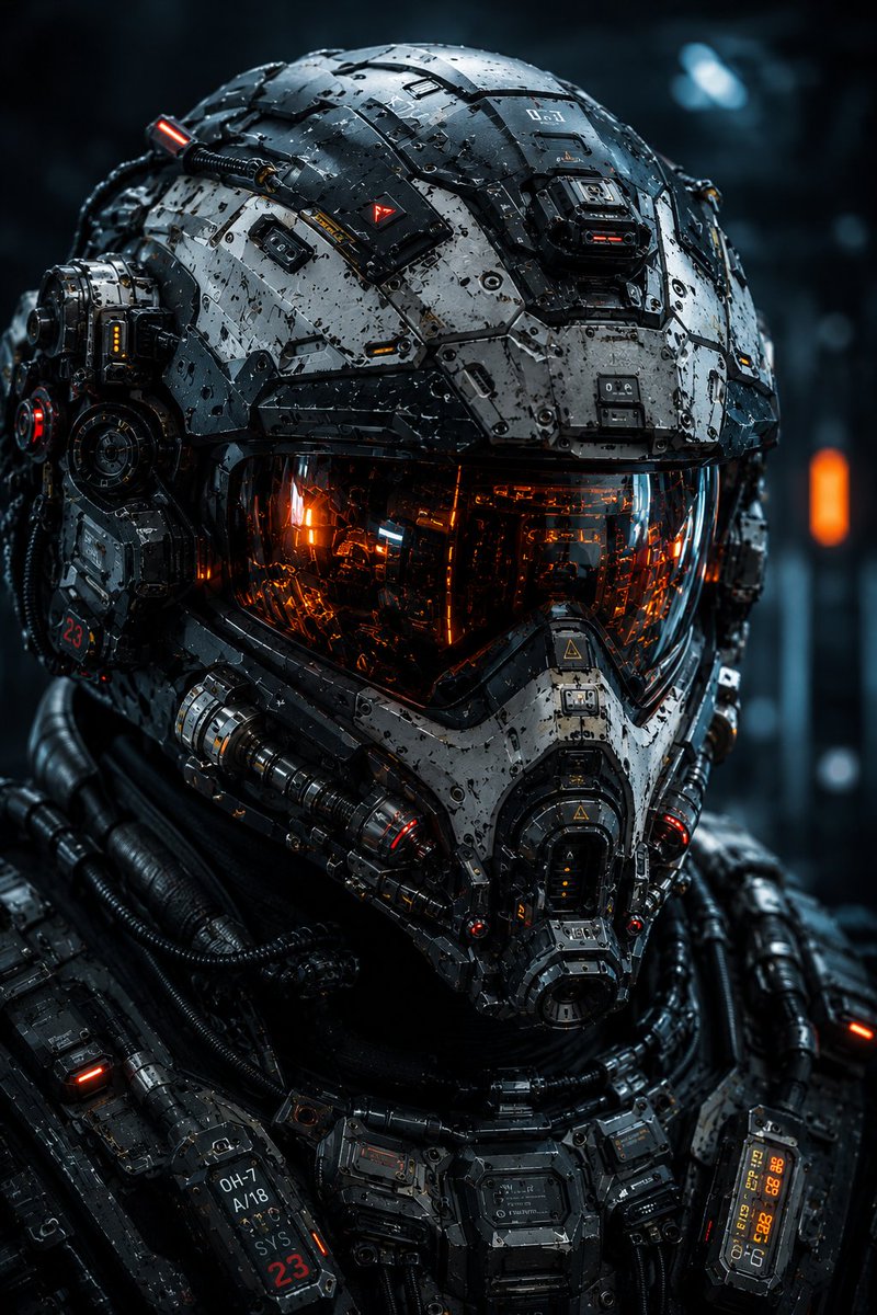 Futuristic Tactical Cybernetic Soldier Close-up